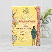 Zuid-Indiase hindoe-bruidegom Pellikuthuru-ceremon Kaart (Staand voorkant)