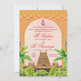 Zuid-Indiase hindoe-tempel & bananenblad bruiloft  Kaart