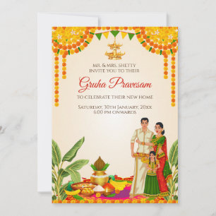 Zuid-Indiase Housewarming uitnodiging Digitaal