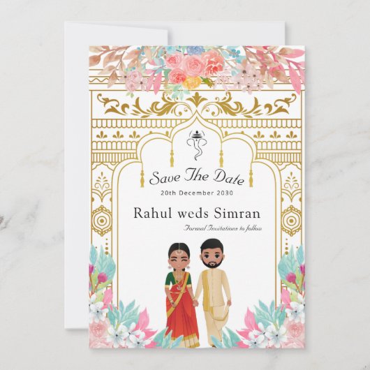 Zuid-Indiase save de datum sjabloon Kaart (Voorkant)