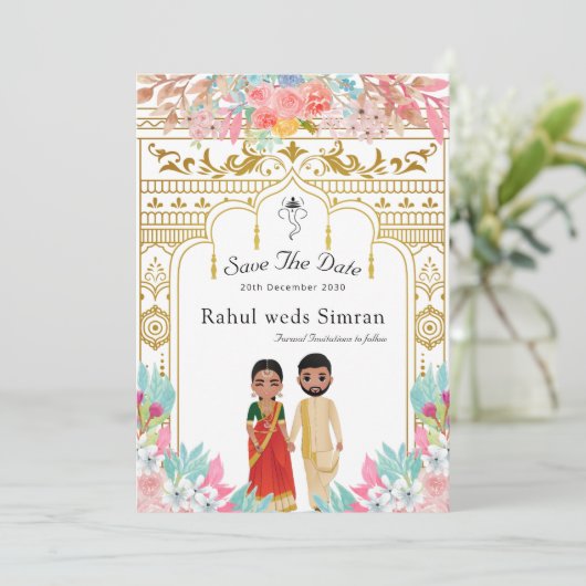 Zuid-Indiase save de datum sjabloon Kaart (Staand voorkant)