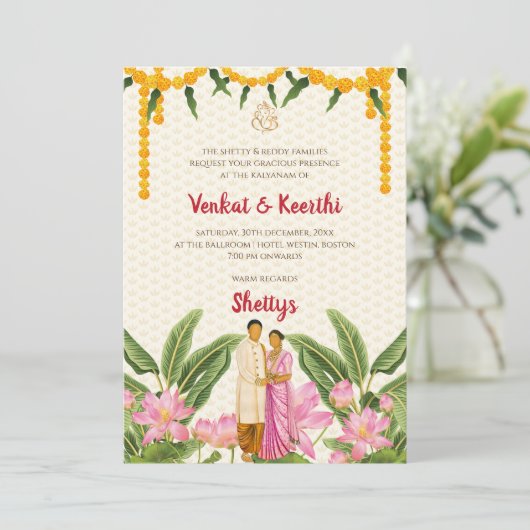 Zuid-Indiase trouwkaarten Digitale Tamil-huwelijk Kaart (Staand voorkant)