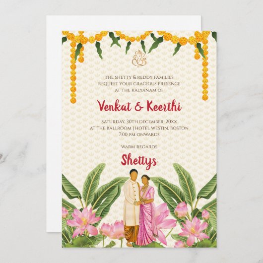 Zuid-Indiase trouwkaarten Digitale Tamil-huwelijk Kaart (Voorkant / Achterkant)