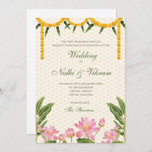 Zuid-Indiase trouwkaarten en Indiase trouwkaarten Kaart (Voorkant / Achterkant)