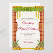 Zuid-Indiase trouwuitnodigingen & Indiase uitnodig Kaart (Voorkant / Achterkant)