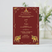 Zuid-Indische rode olifant bruiloft uitnodiging (Staand voorkant)
