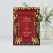 Zuid-Indische rode rol bruiloft uitnodiging (Staand voorkant)