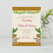 Zuid-Indische trouwkaarten en open uitnodigingen (Staand voorkant)