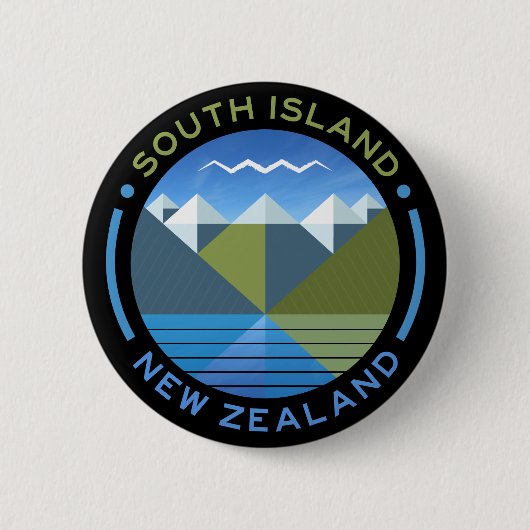 ZUID-ISLAND NIEUW-ZEELAND RONDE BUTTON 5,7 CM (Voorkant)