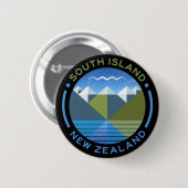 ZUID-ISLAND NIEUW-ZEELAND RONDE BUTTON 5,7 CM (Voorkant /achterkant)