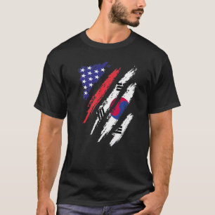 Zuid-Korea Amerikaanse Geteelde Vlag VS Patriot Er T-shirt