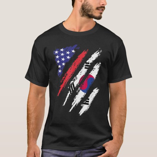 Zuid-Korea Amerikaanse vlag Patriot Herita T-shirt (Voorkant)