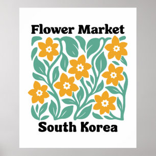 Zuid-Korea Bloemenmarkt Gele Bloesems Bloemig Poster