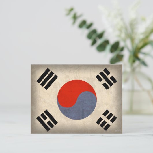 Zuid-Korea Briefkaarten met vlag (Staand voorkant)