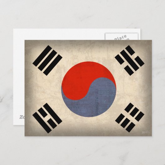 Zuid-Korea Briefkaarten met vlag (Voorkant / Achterkant)