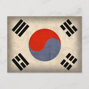 Zuid-Korea Briefkaarten met vlag