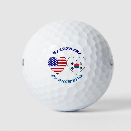 Zuid-Korea en de VS Hartjes Mijn Land Mijn Vooroud Golfballen (Voorkant)