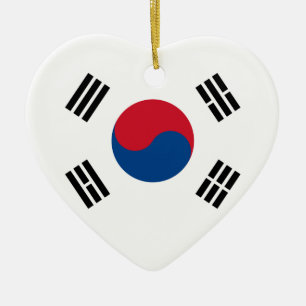 Zuid-Korea Flag Heart Ornament