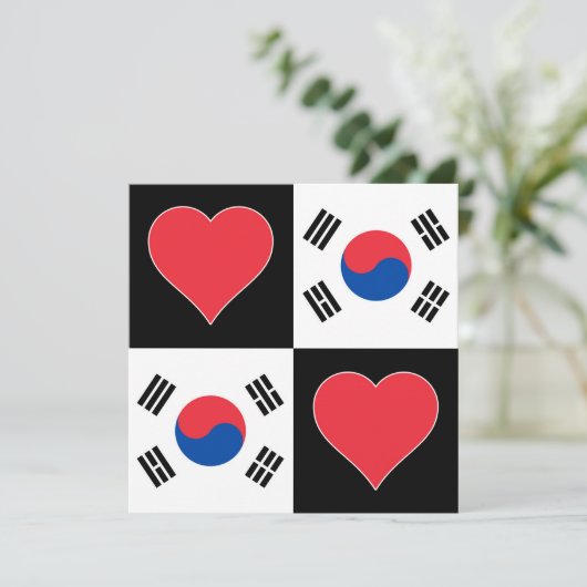Zuid-Korea Flag Heart Patriotic Koreaans Groen Kaart (Staand voorkant)