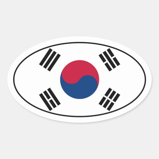 Zuid-Korea Flag Oval Sticker (Voorkant)
