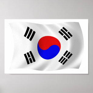 Zuid-Korea Flag Poster Print