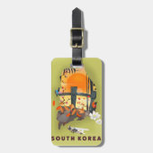 Zuid-Korea geïllustreerd kaart-poster Bagagelabel (Voorkant verticaal)