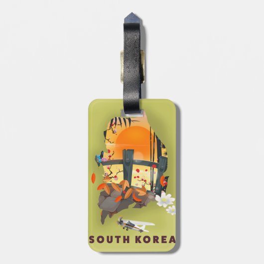 Zuid-Korea geïllustreerd kaart-poster Bagagelabel (Achterkant verticaal)