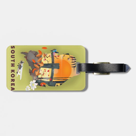 Zuid-Korea geïllustreerd kaart-poster Bagagelabel (Achterkant horizontaal)