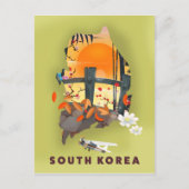 Zuid-Korea geïllustreerd kaart-poster Briefkaart (Voorkant)