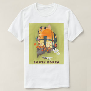Zuid-Korea geïllustreerd kaart-poster T-shirt