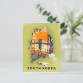 Zuid-Korea geïllustreerde kaart poster (Staand voorkant)