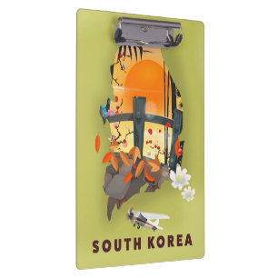 Zuid-Korea geïllustreerde kaart poster Klembord