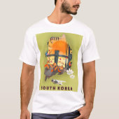 Zuid-Korea geïllustreerde kaart poster T-shirt (Voorkant)