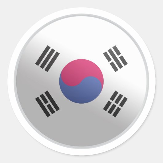 Zuid-Korea Glossy Circle Flag Ronde Sticker (Voorkant)