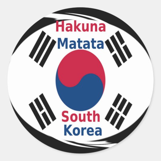 Zuid-Korea Hakuna Matata Art Print/Graphic Ronde Sticker (Voorkant)