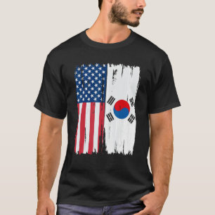 Zuid-Korea halve Amerikaanse vlag wortels T-shirt