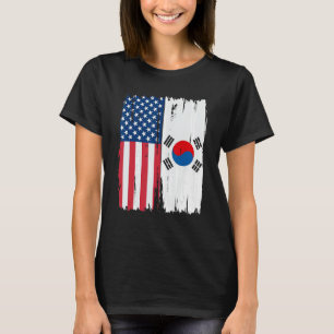 Zuid-Korea halve Amerikaanse vlag wortels T-shirt