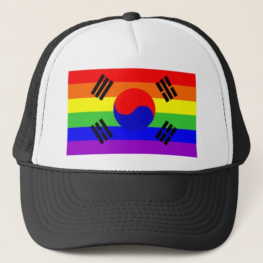 zuid - korea homo trotse regenboogvlag homoseksuee trucker pet (Voorkant)