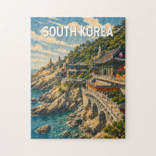 Zuid-Korea Illustratie Reis Kunst Vintage Legpuzzel