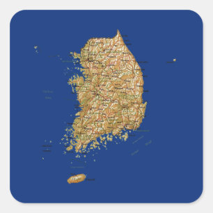 Zuid-Korea Kaart Sticker