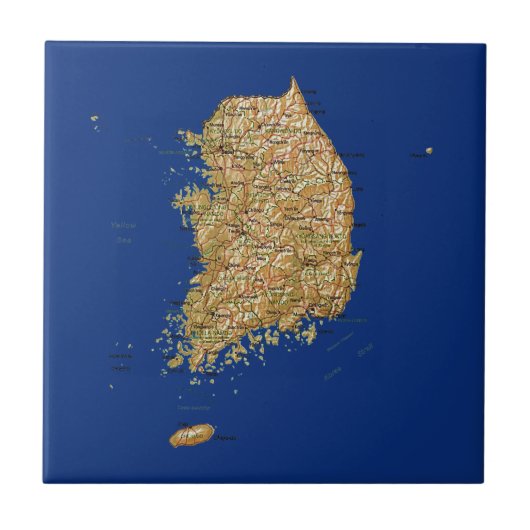 Zuid-Korea kaart tegel Tegeltje (Voorkant)