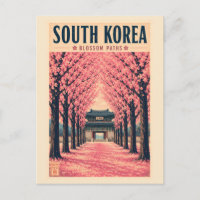 Zuid-Korea Kersenbloesem Illustratie Reis Kunst