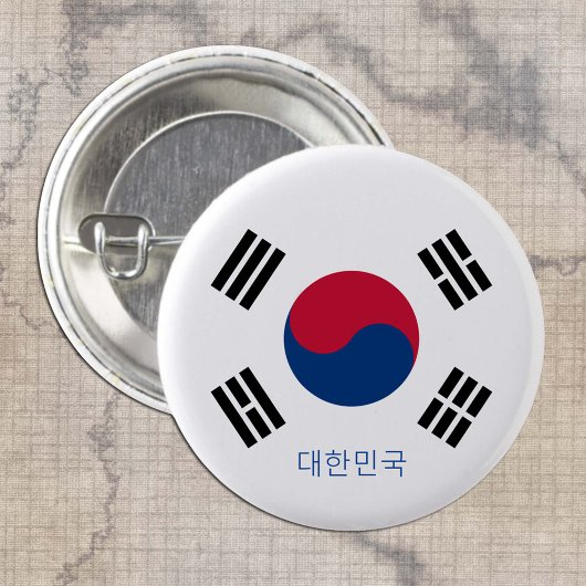Zuid-Korea knop, patriottische Koreaanse vlag Ronde Button 3,2 Cm