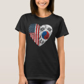 Zuid-Korea Koreaanse Amerikaanse vlag Hart Verenig T-shirt (Voorkant)