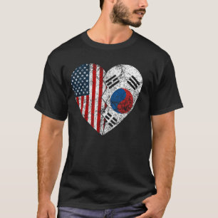 Zuid-Korea Koreaanse Amerikaanse vlag Hart Verenig T-shirt