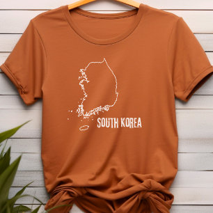 Zuid-Korea Landkaart Omtrek Lijn Grensvorm T-shirt