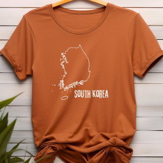 Zuid-Korea Landkaart Omtrek Lijn Grensvorm T-shirt