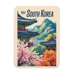 Zuid-Korea Landschap Illustratie Reis Kunst Magneet