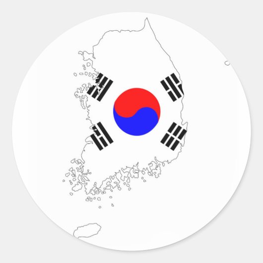 zuid - korea - landvlagplattegrond vorm silhouet ronde sticker (Voorkant)