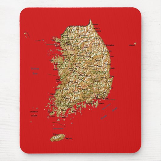 Zuid-Korea Map Mousepad Muismat (Voorkant)